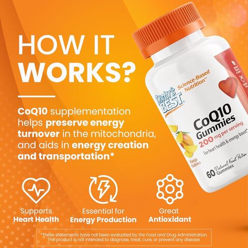 Doctor's Best CoQ10 Gummies 200 Mg، الإنزيم المساعد Q10 (يوبيكوينون)، صحة القلب، تعزيز الطاقة الخلوية، مضادات الأكسدة القوية، 60 قيراط in Kuwait