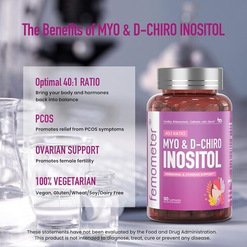 مقياس ضغط الدم Myo Inositol & D-Chiro Inositol Blend 40: 1، متلازمة تكيس المبايض، توازن الهرمونات، ودعم المبيض الصحي للنساء، فيتامين ب 8، 90 كبسولة نباتية in Kuwait