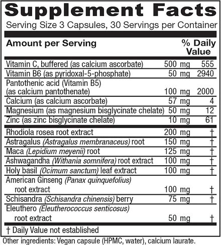 Vitanica Adrenal Assist، دعم الغدة الكظرية، نباتي، 90 كبسولة in Kuwait