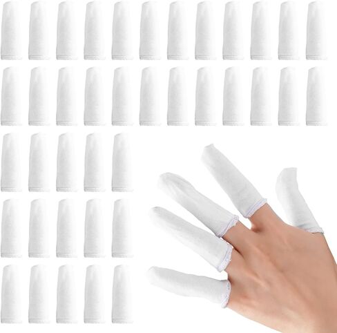 100 Pcs Finger Cots Cotton Material with Elasticity Finger Guards Hand Toe Thumb Fingertips Sleeves Protector by EORTA, Comfortable, Breathable, Absorb Sweat, Reusable, Random Color in Kuwait