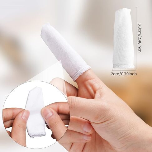 100 Pcs Finger Cots Cotton Material with Elasticity Finger Guards Hand Toe Thumb Fingertips Sleeves Protector by EORTA, Comfortable, Breathable, Absorb Sweat, Reusable, Random Color in Kuwait