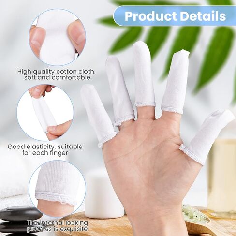 100 Pcs Finger Cots Cotton Material with Elasticity Finger Guards Hand Toe Thumb Fingertips Sleeves Protector by EORTA, Comfortable, Breathable, Absorb Sweat, Reusable, Random Color in Kuwait