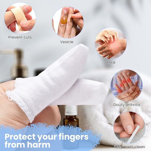 100 Pcs Finger Cots Cotton Material with Elasticity Finger Guards Hand Toe Thumb Fingertips Sleeves Protector by EORTA, Comfortable, Breathable, Absorb Sweat, Reusable, Random Color in Kuwait