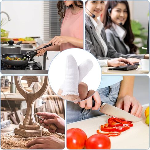 100 Pcs Finger Cots Cotton Material with Elasticity Finger Guards Hand Toe Thumb Fingertips Sleeves Protector by EORTA, Comfortable, Breathable, Absorb Sweat, Reusable, Random Color in Kuwait