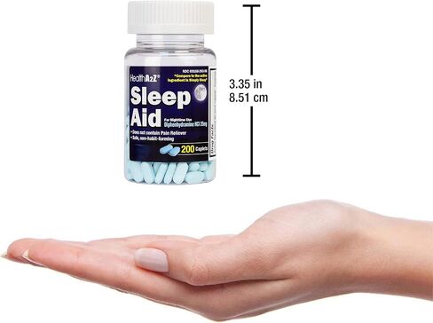 HealthA2Z Sleep Aid 200 Caplets | Diphenhydramine HCl 25mg | Regular Strength Sleeping Pills | Safe & Non-Habit-Forming in Saudi Arabia
