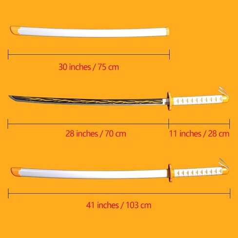 ZLFA Cosplay Anime Demon Slayer Sword/Tanjiroui&Zenitsu&Giyuu&Kyoujurou,41 inches,Anime Original Texture,for Role-Playing,Stage Performance,Gift in Saudi Arabia