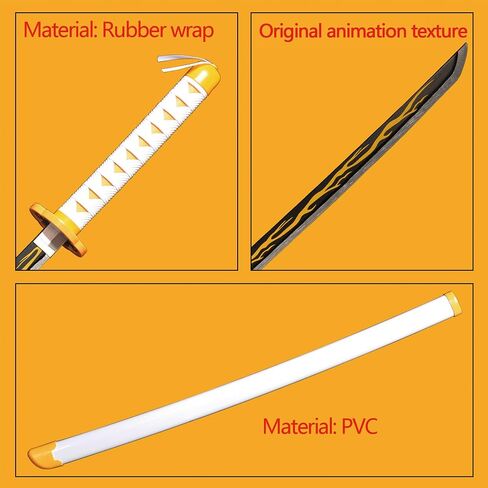 ZLFA Cosplay Anime Demon Slayer Sword/Tanjiroui&Zenitsu&Giyuu&Kyoujurou,41 inches,Anime Original Texture,for Role-Playing,Stage Performance,Gift in Saudi Arabia
