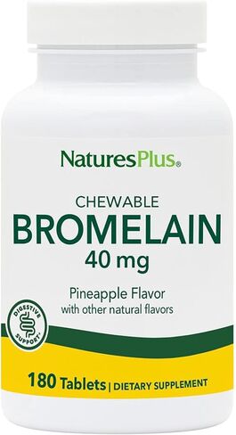 NaturesPlus Chewable Bromelain - 40 mg - Natural Proteolytic Enzyme Supplement - 180 Chewable Tablets (180 Servings) in Saudi Arabia