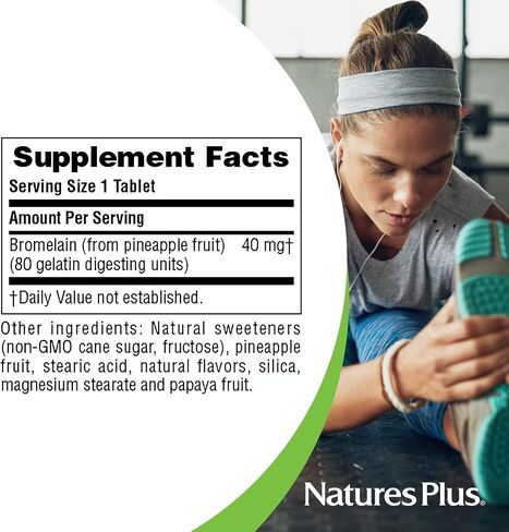 NaturesPlus Chewable Bromelain - 40 mg - Natural Proteolytic Enzyme Supplement - 180 Chewable Tablets (180 Servings) in Saudi Arabia