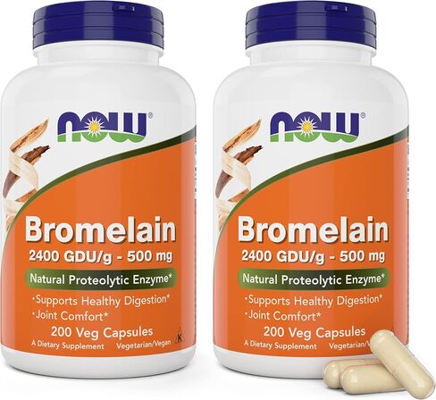 Now Bromelain 500 mg, 200 Veg Capsules (Pack of 2) Supplement - Non-GMO, Vegan 500mg Caps in Saudi Arabia