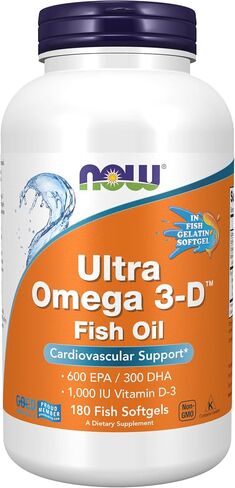 NOW Supplements, Ultra Omega 3-D™، زيت السمك أوميجا 3 + فيتامين د-3، دعم القلب والأوعية الدموية*، 180 كبسولة هلامية in Kuwait