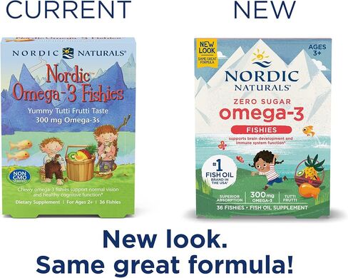 Nordic Naturals Nordic Omega-3 Fishies، Tutti Frutti - 36 Fishies - 300 مجم إجمالي أوميغا 3 مع EPA وDHA - دماغ صحي، مزاج، رؤية وجهاز مناعي - غير معدل وراثيًا - 36 حصة in Saudi Arabia