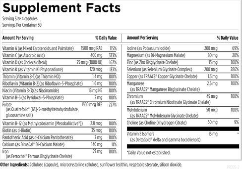 Designs for Health Prenatal Pro Methylated Multivitamin for Women - Prenatal Vitamins with Iron, A, D, E + Vitamin K with Methylated Folate, Calcium Magnesium Zinc for Nursing + Postpartum (120 Caps) in Saudi Arabia