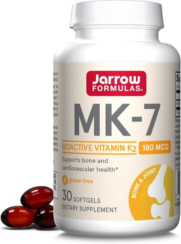 Jarrow Formulas MK-7 180 mcg - Bioactive Form of Vitamin K2 - 30 Servings (Softgels) - For Bone & Cardiovascular Health - Vitamin K2 MK-7 Dietary Supplement - K2 Vitamin Supplement MK-7 - Gluten Free in Saudi Arabia