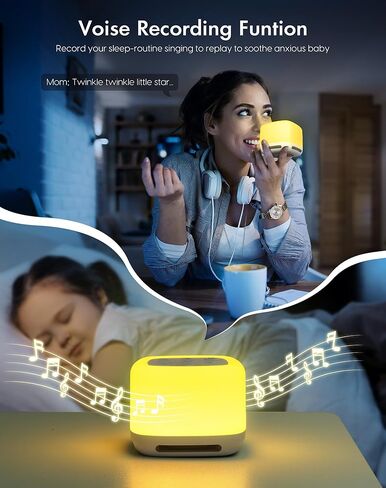 Morfone White Noise Machine Baby with Voice Recording 30 Soothing Sounds Sleep Sounds Machines with 8 Colors Night Lights Auto Timer Adjustable Volume Brightness Memory Function for Babies Kids Adults in Kuwait