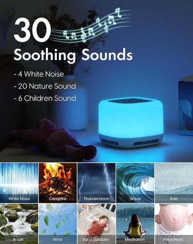Morfone White Noise Machine Baby with Voice Recording 30 Soothing Sounds Sleep Sounds Machines with 8 Colors Night Lights Auto Timer Adjustable Volume Brightness Memory Function for Babies Kids Adults in Kuwait