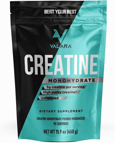 Valara Creatine Monohydrate Micronized Powder 450g, 90 Servings, 5000mg Per Serv (5g) Unflavored, Vegan and Keto Friendly in Saudi Arabia