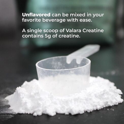 Valara Creatine Monohydrate Micronized Powder 450g, 90 Servings, 5000mg Per Serv (5g) Unflavored, Vegan and Keto Friendly in Saudi Arabia