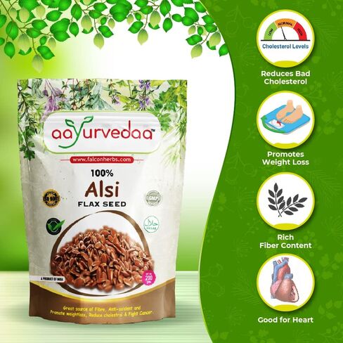 Aayurvedaa Alsi Flax Seeds - 200gm | Great source of Fiber and Promotes weight loss also helps in reducing cholesterol in Saudi Arabia
