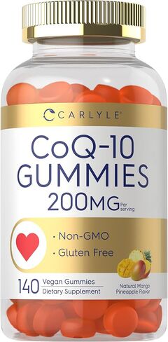 Carlyle CoQ10 Gummies 200 mg | 140 Count | Natural Mango Pineapple Flavor | Vegan, Non-GMO, Gluten Free in Saudi Arabia