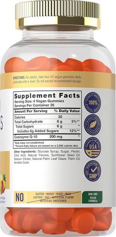 Carlyle CoQ10 Gummies 200 mg | 140 Count | Natural Mango Pineapple Flavor | Vegan, Non-GMO, Gluten Free in Saudi Arabia