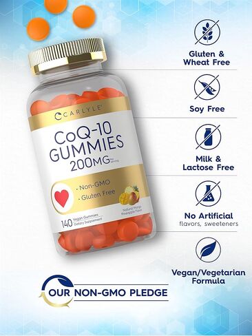 Carlyle CoQ10 Gummies 200 mg | 140 Count | Natural Mango Pineapple Flavor | Vegan, Non-GMO, Gluten Free in Saudi Arabia