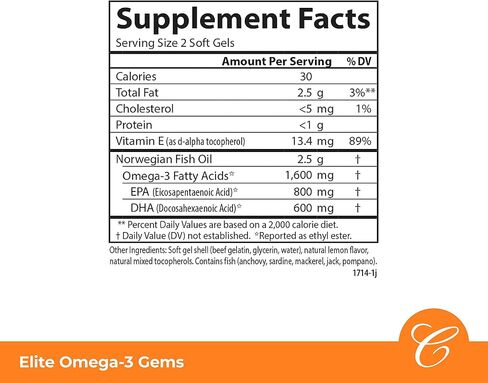 Carlson - Elite Omega-3 Gems، 1600 مجم من الأحماض الدهنية بما في ذلك EPA وDHA، مكمل زيت السمك النرويجي المصطاد من البرية، كبسولات أوميجا 3 من مصادر مستدامة، ليمون، 90+30 كبسولة هلامية in Saudi Arabia