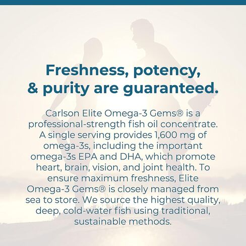 Carlson - Elite Omega-3 Gems، 1600 مجم من الأحماض الدهنية بما في ذلك EPA وDHA، مكمل زيت السمك النرويجي المصطاد من البرية، كبسولات أوميجا 3 من مصادر مستدامة، ليمون، 90+30 كبسولة هلامية in Saudi Arabia