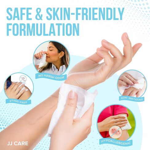 JJ CARE Adhesive Remover Wipes [Pack of 50] 6"x7" Large Stoma Wipes - Medical Adhesive Remover Wipes - Sting Free Adhesive Remover Wipes for Skin Ostomy, Colostomy Devices, Dressings and Medical Tapes in Saudi Arabia