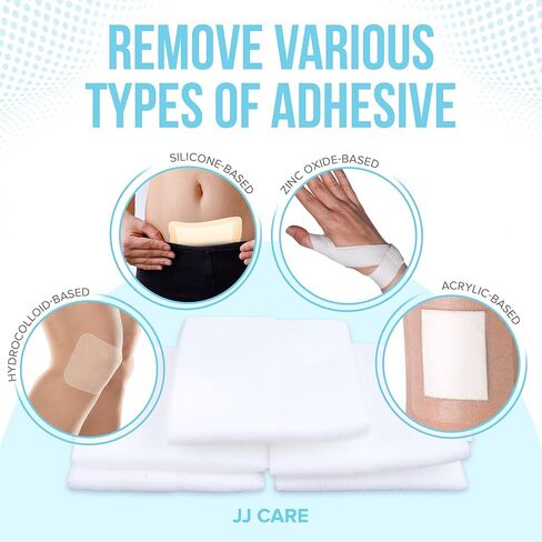 JJ CARE Adhesive Remover Wipes [Pack of 50] 6"x7" Large Stoma Wipes - Medical Adhesive Remover Wipes - Sting Free Adhesive Remover Wipes for Skin Ostomy, Colostomy Devices, Dressings and Medical Tapes in Saudi Arabia