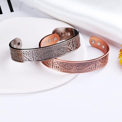 Feraco Copper Magnetic Bracelets for Men Women with Healing Magnets, Tree of Life Pattern, 99.99% Pure Solid Copper Therapy Cuff Bangle, Health Jewelry Gift in Kuwait