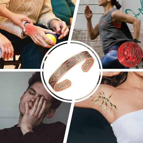 Feraco Copper Magnetic Bracelets for Men Women with Healing Magnets, Tree of Life Pattern, 99.99% Pure Solid Copper Therapy Cuff Bangle, Health Jewelry Gift in Kuwait