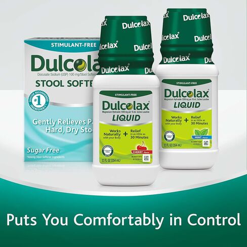 Dulcolax Saline Laxative Liquid, Fast & Gentle Constipation Relief, Cherry Flavor, Magnesium Hydroxide 1200 mg, 12 fl. oz. in Kuwait
