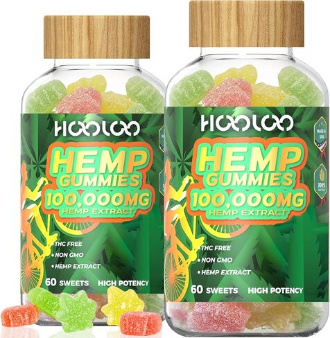 HOOLOO Hemp Sleep Gummies نباتي عالي الفعالية مملوء بزيت القنب 800.000 مجم - 120 قيراط فاكهي - دببة القنب الصمغية لأوقات النوم والتركيز والهدوء - صنع في الولايات المتحدة الأمريكية in Kuwait