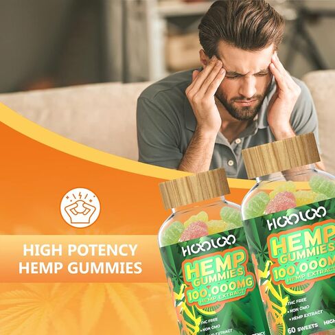 HOOLOO Hemp Sleep Gummies نباتي عالي الفعالية مملوء بزيت القنب 800.000 مجم - 120 قيراط فاكهي - دببة القنب الصمغية لأوقات النوم والتركيز والهدوء - صنع في الولايات المتحدة الأمريكية in Kuwait