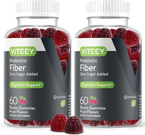 Fiber Prebiotic Gummies [Zero Sugar Added] Digestive Heath Regularity Support, Natural Weight Support, Constipation Relief, Vegan Dietary Supplements, for Adults & Teens - Fruit Flavor Chewable Gummy in Saudi Arabia
