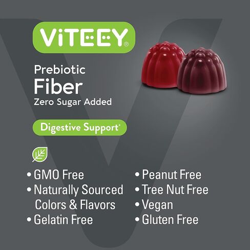 Fiber Prebiotic Gummies [Zero Sugar Added] Digestive Heath Regularity Support, Natural Weight Support, Constipation Relief, Vegan Dietary Supplements, for Adults & Teens - Fruit Flavor Chewable Gummy in Saudi Arabia