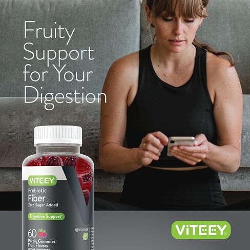 Fiber Prebiotic Gummies [Zero Sugar Added] Digestive Heath Regularity Support, Natural Weight Support, Constipation Relief, Vegan Dietary Supplements, for Adults & Teens - Fruit Flavor Chewable Gummy in Saudi Arabia