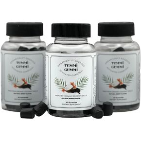 Tummi Gummi Activated Organic Charcoal Gummies, Charcoal Gummy for Kids and Adults, Digestive Health, Gas and Bloat Relief, Detox, Natural Berry Flavor, 60 Count in Saudi Arabia
