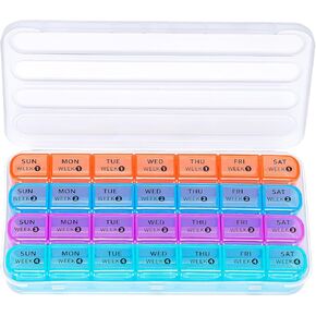 Zoksi Monthly Pill Organizer 28 Day 1 Time a Day, Large 4 Weeks Pill Box Organizer, Dust-Proof One Month Pill Case, Travel Medicine Organizer Monthly, Portable Pill Container for Vitamins and Meds in Kuwait
