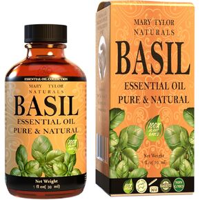 Basil Essential Oil (1 oz), Premium Therapeutic Grade, 100% Pure and Natural, Perfect for Aromatherapy, DIY Projects and Much More by Mary Tylor Naturals