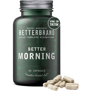 Betterbrand BetterMorning All-Natural Ingredients Including DHM | Prevents Headaches & Nausea and Supports Liver Aid | Gluten-Free, Vegetarian (10x Single Serving Packets)