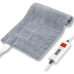 SAFER Electric Heating Pad for Back,Cramps,Neck,Shoulder,Arms,Legs,Abdomen & Knee Pain Relief,Quick-Heat Pad with LCD Control Panel,Auto Shut Off,Machine Washable,12"x24"（Silver Gray ） in Kuwait
