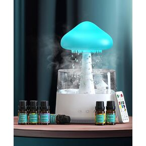 Rain Cloud Humidifier Water Drip, 2 in 1 Humidifier with Essential Oil Diffuser,450ml Cloud Humidifier Rain Drop,Mushroom Humidifier with 7 Colors for Sleeping Relaxing in Kuwait