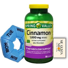 كبسولات القرفة والكروم من سبرينج فالي، مكمل غذائي، 1000 مجم، 180 قطعة (عبوة 01) + ملصق Me Gustas in Kuwait