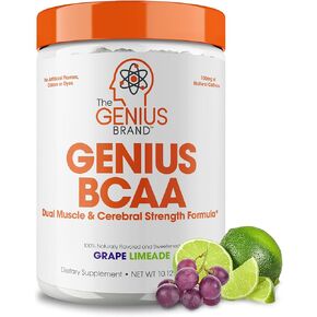 مسحوق الطاقة Genius BCAA، برتقالي - أحماض أمينية منشطة للذهن وتعافي العضلات - مكمل نباتي طبيعي للتمرين للنساء والرجال (قبل التمرين وأثناءه وبعده) - بدون محليات صناعية in Kuwait