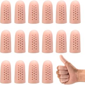 16 Pcs Gel Finger Cots with Air Holes, Silicone Finger Sleeves Cover Protection for Finger Tips, Breathable Finger Caps Gloves Finger Protectors for Eczema Wounds Cracking Blisters Broken Arthritis in Kuwait