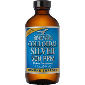 Natural Path Silver Wings Colloidal Silver 500ppm (2,500mcg) Immune Support Supplement 8 fl. oz.