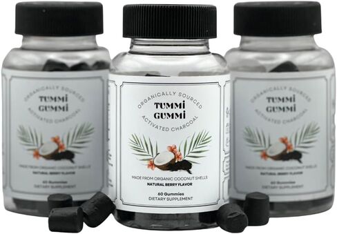 Tummi Gummi Activated Organic Charcoal Gummies, Charcoal Gummy for Kids and Adults, Digestive Health, Gas and Bloat Relief, Detox, Natural Berry Flavor, 60 Count in Saudi Arabia
