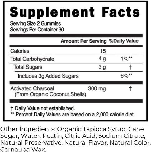 Tummi Gummi Activated Organic Charcoal Gummies, Charcoal Gummy for Kids and Adults, Digestive Health, Gas and Bloat Relief, Detox, Natural Berry Flavor, 60 Count in Saudi Arabia